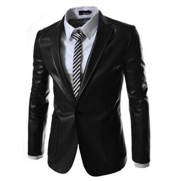 

autumn and winter new men's personality slim leather suit jacket cd50, White;black
