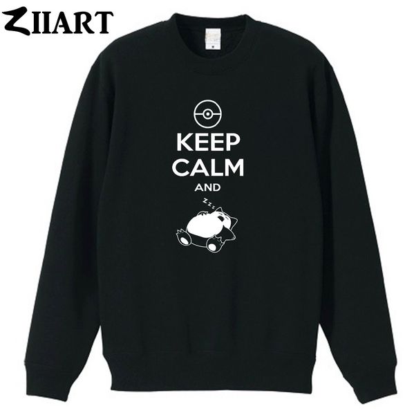

keep calm lying down and sleep couple clothes boys man male cotton autumn winter fleece sweatshirt, Black