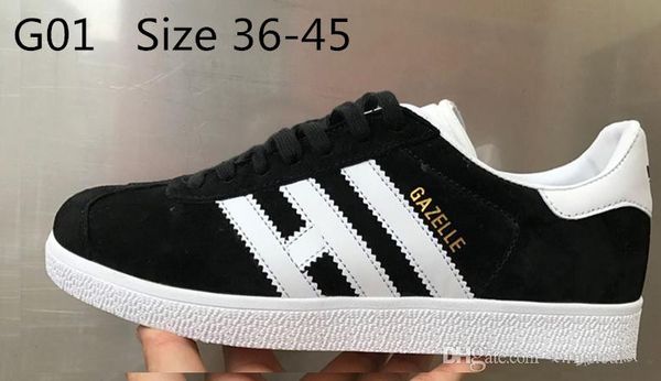 

New Top Quality 2018 Men Women Casual Suede Leather Gazelle White Pink Black Grey Red Yellow Green Lightweight Classic Shoes
