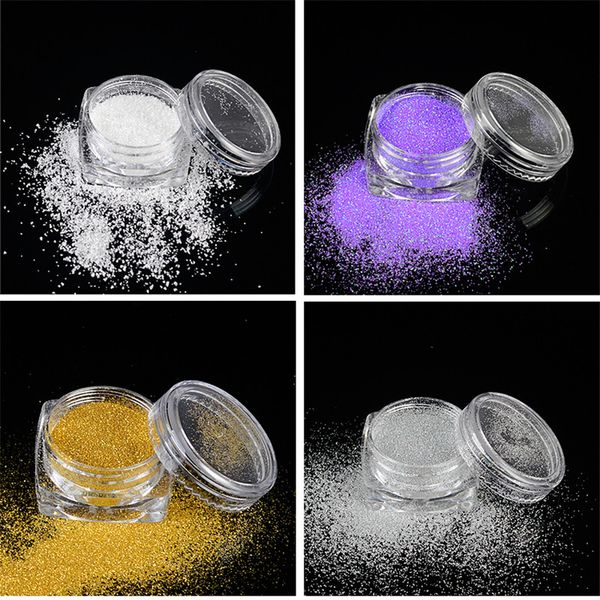 

ywk 2g/box 8 colors optional holographic nail glitter powder shining sugar nail glitter dust powder art decorations set, Silver;gold