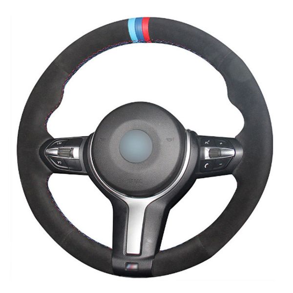 

leather steering wheel hand-stitch on wrap cover for bmw f22 m4 m5 m6 x5 x6
