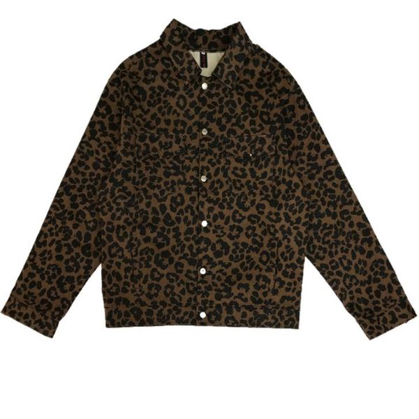 

leopard denim jacket for women loose single breasted coat women, Black;brown