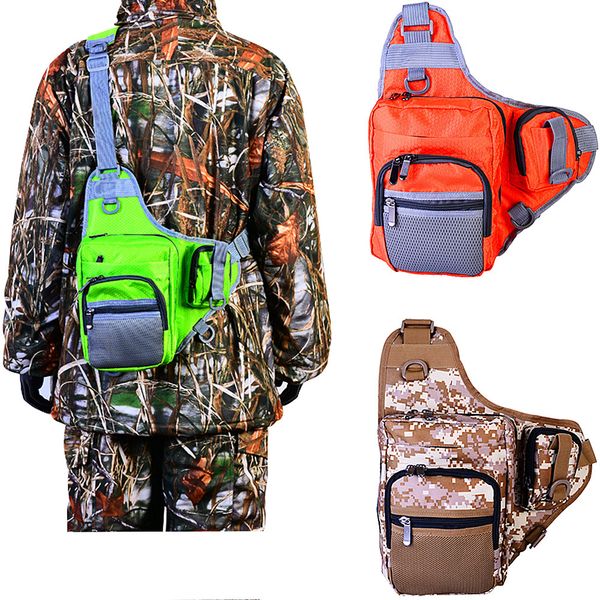 Acheter Multifonctionnel Sac à Bandoulière Poche De Leurre De Pêche Sacs Rouge Vert Camouflage 1000d Imperméable Oxford Tissu Gilet Diagonale Taille