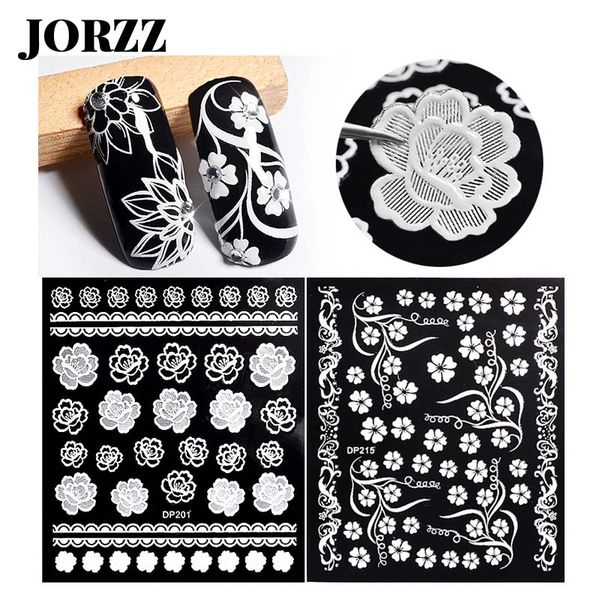 

5 sheet nail stickers various styles of white decals art stickers decals nail art design sticker nails manicure tools, Black