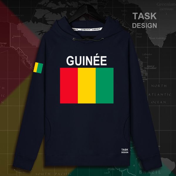 

republic of guinea gin guinean gn mens hoodie pullovers hoodies men sweatshirt streetwear clothing hip hop tracksuit nation flag, Black
