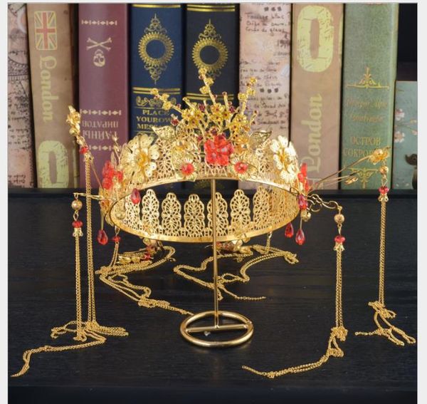 

bridal headwear, chinese brides, headgear, ancient dress, cheongsam, alloy crown ornaments, Slivery;golden