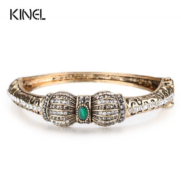 Gesamtverkauf: Kinel Vintage grüne Kristall-Blumen-Armbänder, Harz-Armbänder, Pulseiras feminino, türkisches Armband, Bijouterie-Handschmuck