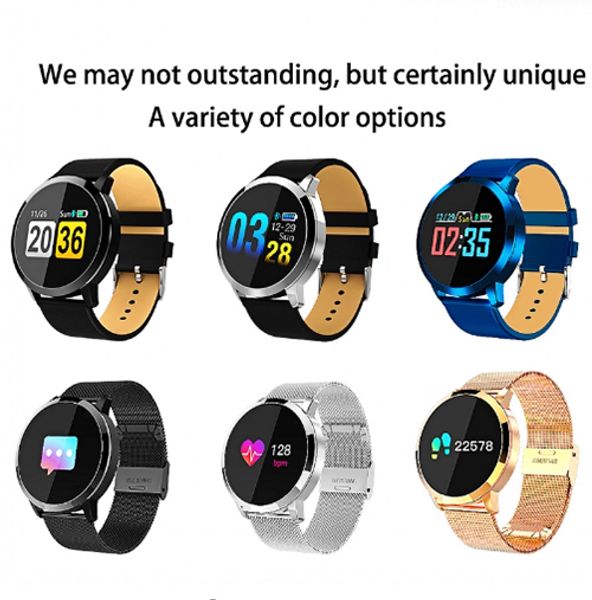 

Новый Q8 OLED Bluetooth смарт-часы из нержавеющей стали водонепроницаемый носимого устройства Smartwatch наручные часы Мужчины Женщины фитнес-трекер против DZ09 Z60 Y1