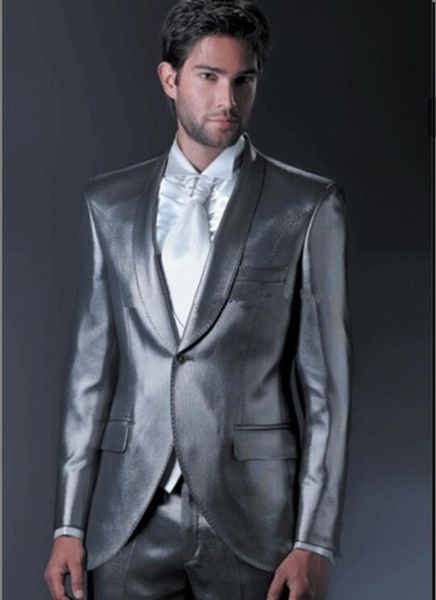 

mens grey shawl lapel 2 piece suit mens slim fit business formal wedding groom tuxedo jacket pants casual single breasted blazer, White;black