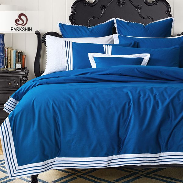 Parkshin Fashion Blue Bedding Set Fashion Light Luxury 100 Coon