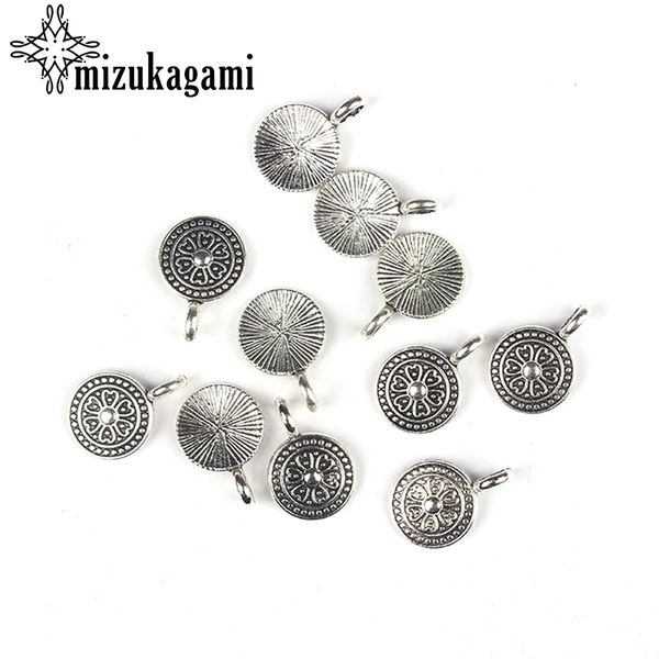 

20pcs/lot 12mm retro antique zinc alloy silver round charm big hole charms pendant for diy jewelry necklace accessories, Bronze;silver