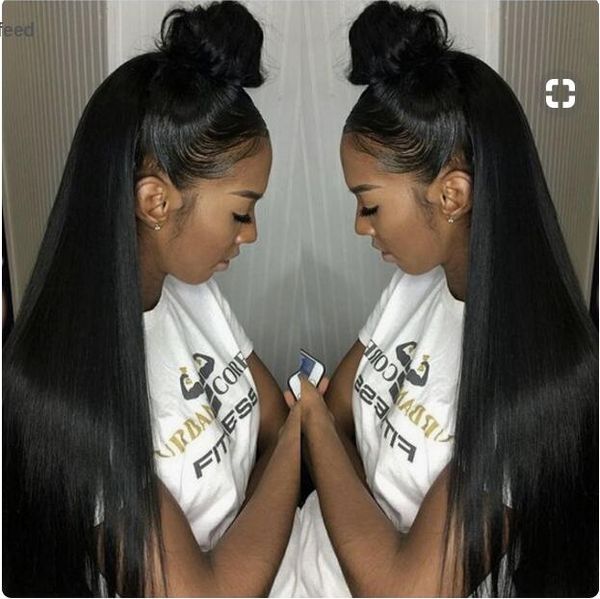 Mhazel Long Straight Jet Black Baby Hair Glueless Full Lace Front