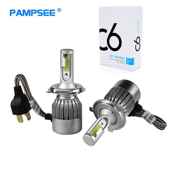 2PCS H4 H7 LEVOU Farol Do Carro C6 H1 H3 Farol Luz H11 HB3 9005 HB4 9006 9007 H13 6000K 72W 7600LM Tudo Em Um Carro 9005/HB3 24V