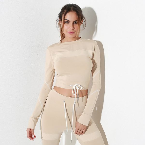

women mesh long sleeve crop solid skinny casual pant 2 pieces set tracksuit set, Gray