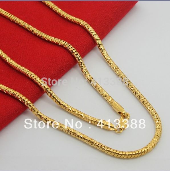 

new arrivals 2014 24k plated luxury snake jewelry 3.5mm width 70cm long necklace gold chain for men nec1527, Silver