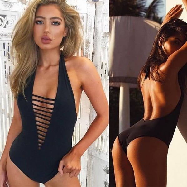

one piece swimsuit 2018 summer swim wear vintage beach wear bandage monokini swimsuit swimwear women bodysuit bathing suit, White;black
