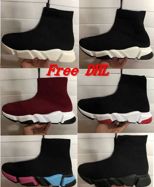 

dhl with box 2019 new speed stretch-knit mid women men casual shoes shoes speed training knit mid black sneakers