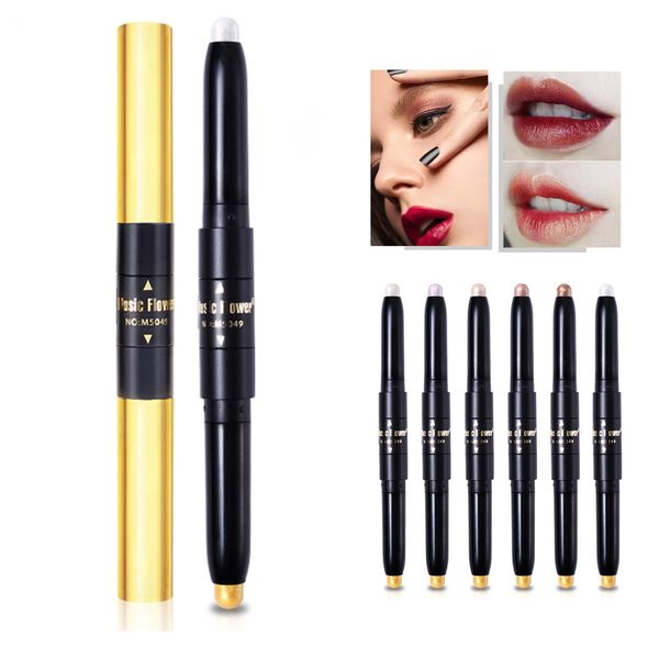 

music flower new makeup professional fashion double head eyeshadow pen brighten shimmer long-lasting eyeshadow