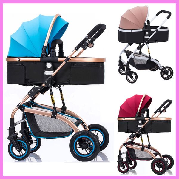 

high landscape reverse handle baby trolley sit flat lying folding baby stroller 3 in 1 carriage car seat cradle pushchair