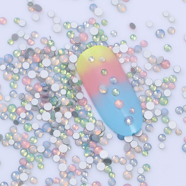 

born pretty crystal clear colorful opal rhinestones multi-size flatback 3d nail decoration manicure decor mix sizes for nail art, Silver;gold