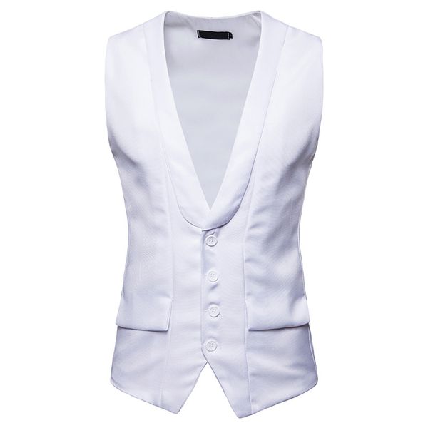 

classic black suit vest men chalecos para hombre 2018 brand slim fit sleeveless waistcoat men business wedding suit vests male, Black;white