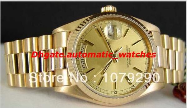

selling luxury watches 118238 yellow gold dial stainless steel bracelet automatic men's watch wristwatch, Slivery;brown