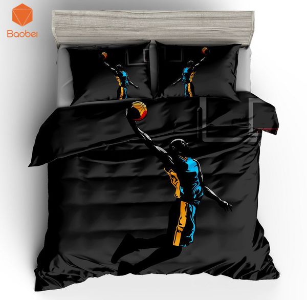 

3pcs printed play basketball bedding set soft polyester twin full king  duvet cover with pillowcases quilt cover sj208