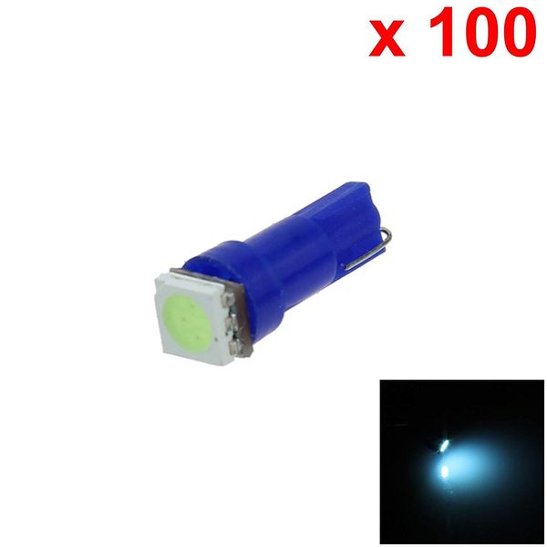 

100pcs ice blue 12v car t5 5050 smd interior led light lamp 74 17 18 37 70 73 dashboard gauge cluster wedge instrument panel bulbs light