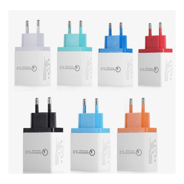 

Q3.0 Quick Charger 3 USB Adapter US EU Plug Colorful Charging Wall Charger Plugs 3 Ports 2.1A 2.1A 3.1A for Smart Phone Cellphone