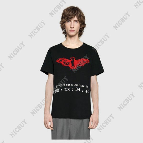 

fashion Designer luxury Brand for men T-shirt 2018 spring Summer animal bat LOVED live from milan in print tshirt women Tee Casual Top shirt