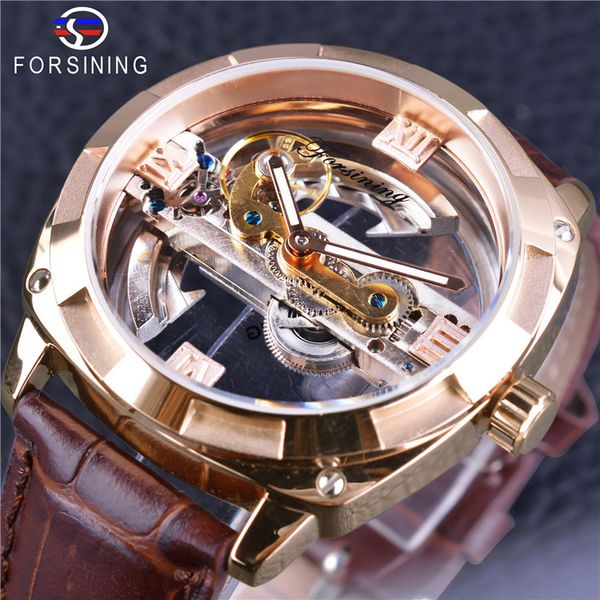 

Forsining Роза Золотой Коричневый Ремень из Натуральной Кожи Открытый Работы Водонеп