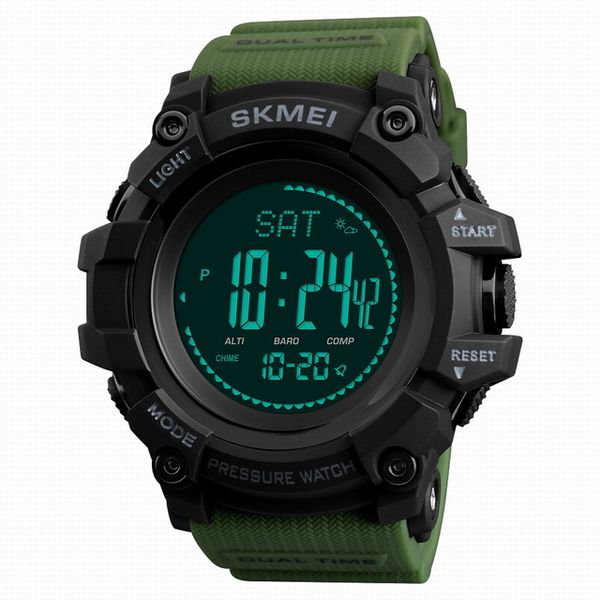 

skmei mens sports watches outdoor digital watch hours altimeter countdown pressure compass thermometer men wristwatches, Slivery;brown