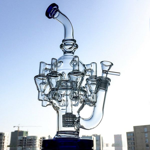 14mm Cam Kase Parçası Recycler Bong Dab Rigs Su Boruları Matriks Perc Oil Rig Sigara Su Bongs Nargile OA01-1 ile