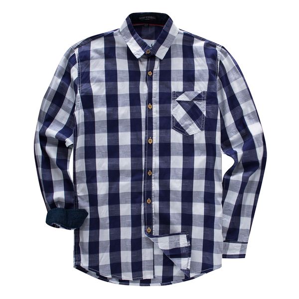 

New Mens Casual Plaid Shirts High Quality 100% Cotton Long Sleeve EUR Size Male Shirt Free Shipping