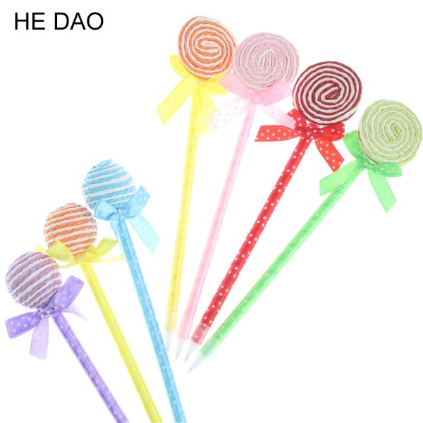 

6 pcs/set novelty plastic kawaii candy color pens shape ball point lollipop ballpoint pen cute stationery school supplies, Blue;orange