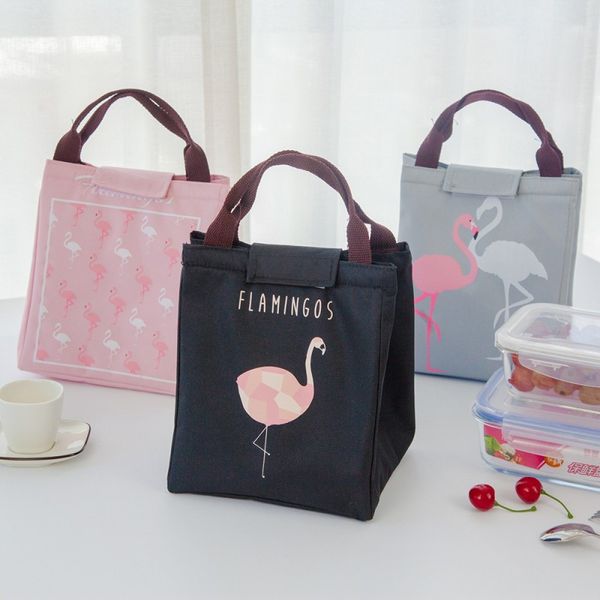 Praktische Wärmekonservierungstaschen, wasserdichte Flamingo-förmige Lunch-Tasche mit Griff, Oxford-Stoff-Handtasche für Picknick im Freien 4 8LC BB