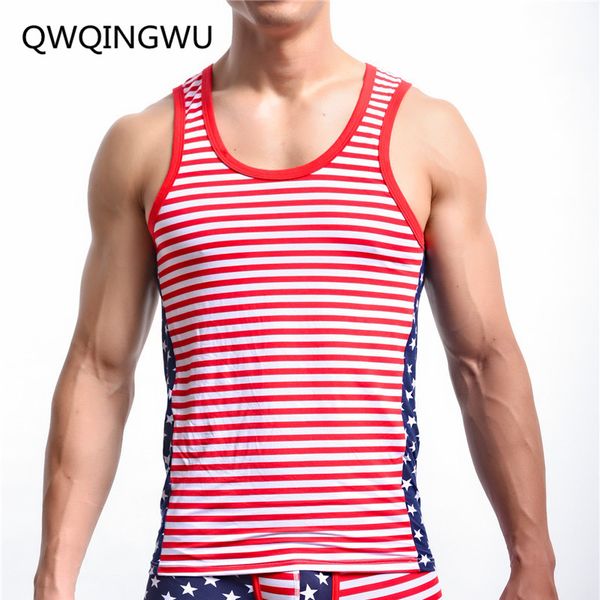 

men undershirts male hiphop fashion american flag printed vest men's undershirt men bodybuilding fitness sleeveless undershirt, Black;brown