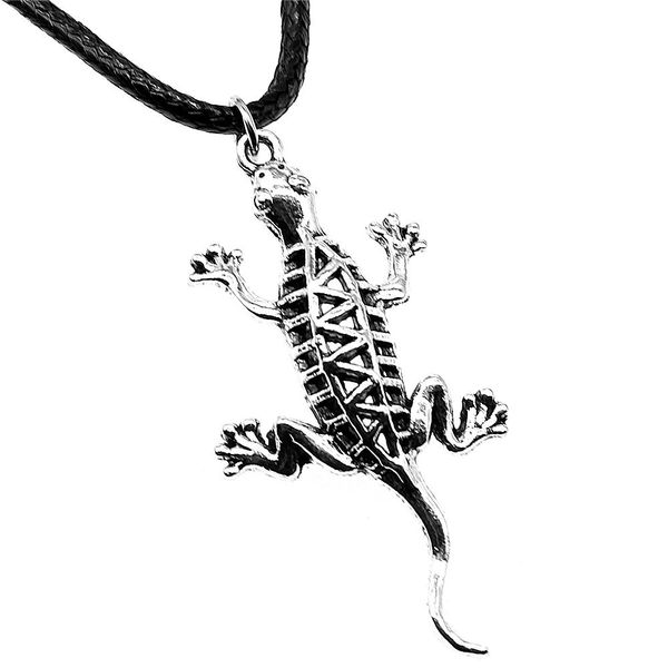 

wysiwyg 5 pieces leather chain necklaces pendants choker collar women necklace jewelry gecko lizard 50x26mm n6-b13848, Golden;silver