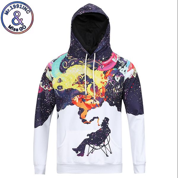 

2018 europe new 3d star cap sweater creative explosions sports large yards men and women spoof smoking men figure long sweater, Black