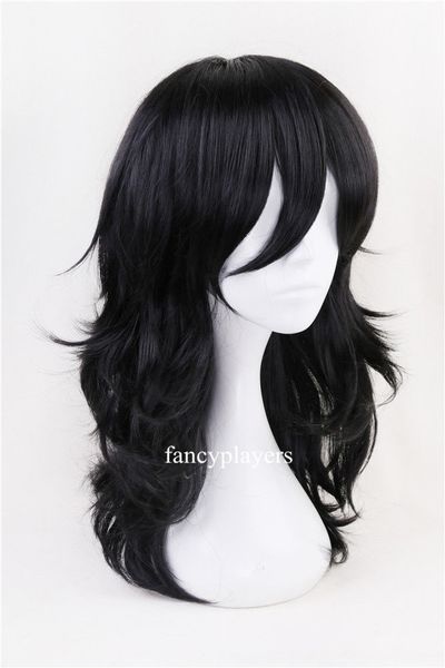 

my hero academia s aizawa mid-length black natural curly anime cosplay wig, Black;brown