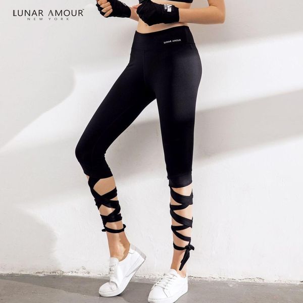 

wrap yoga pants woman high waist close motion seven part pants crossing bandage type bodybuilding ballet dance, White;red