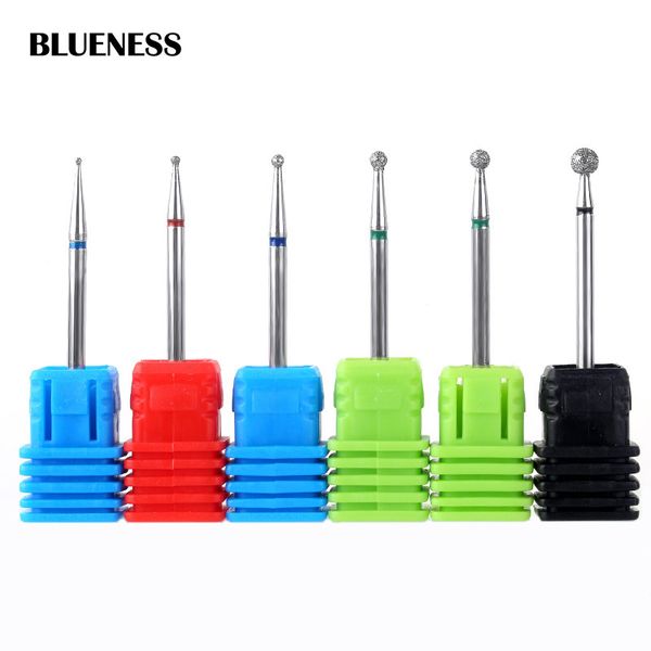 

blueness 6 size round head diamond nail drill bits for removing keratin electric rotary burr manicure accessories, Silver