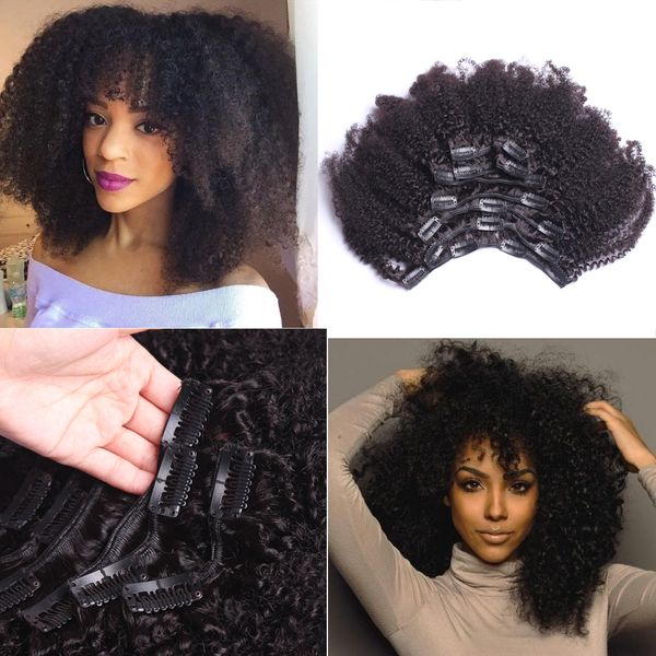 Mongolian Virgin Hair African American Afro Kinky Curly Hair Clip