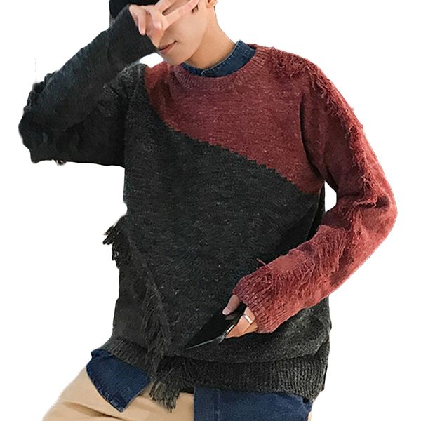 

2018 winter men's wear bf harajuku style loose longsleeve fashion crewneck casual coat sweater, White;black