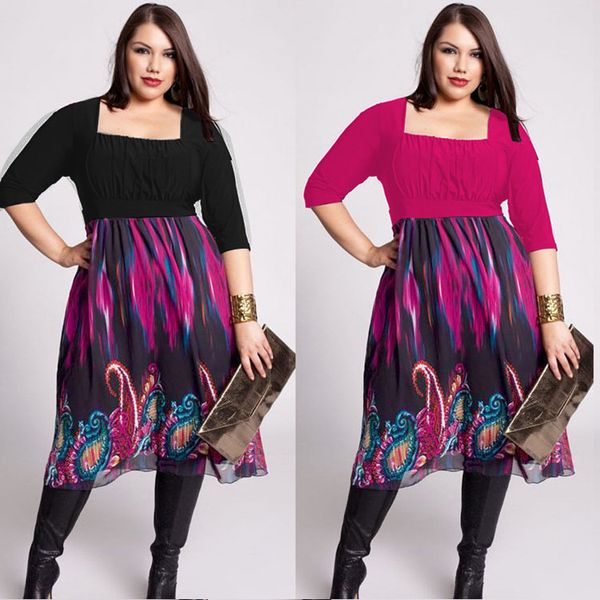 

women's dress, big size, big skirt, bohemia printed dress, f1230, Black;gray
