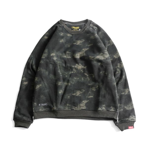

2018 new fleece hoodies brand men casual camouflage sweatshirt male streetwear hip hop split ends zipper moletom masculino, Black