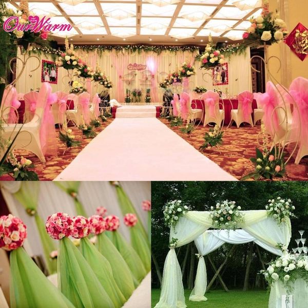 

new дизайн тюль украшение свадеб supplies органзы sheer ткани swags стулья mariage 10 * 1 .5m