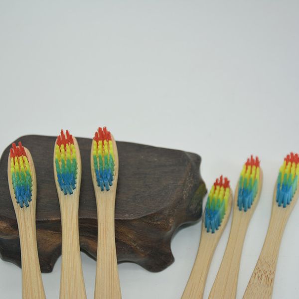 

2018 colorful head bamboo toothbrush wholesale environment wooden rainbow bamboo toothbrush oral care soft bristle dhl