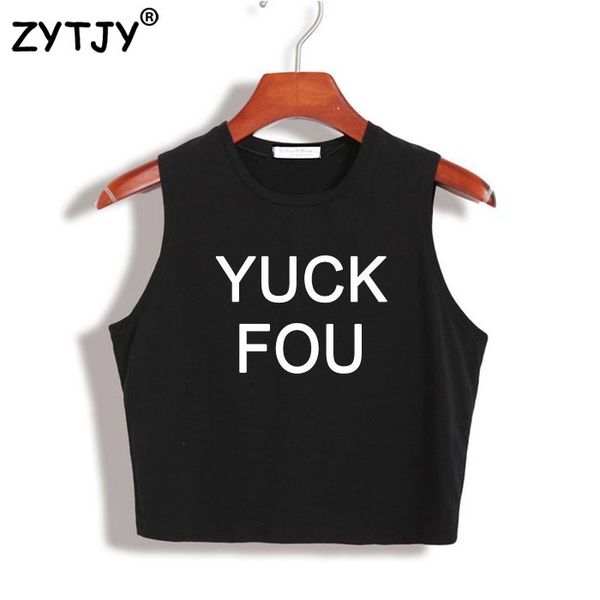 

yuck fou letters print women crop summer slim short shirt for girl tank tee hipster vest drop ship z-1, White