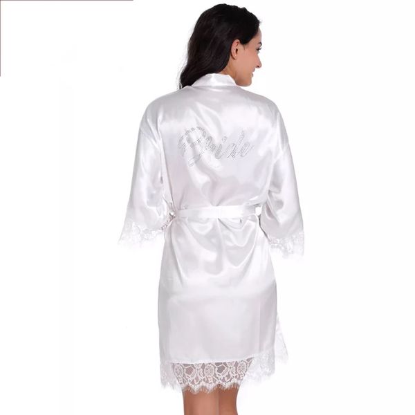 

unique satin bride robes wedding lace robe kimonos with crystal 1pcs lot in bulk